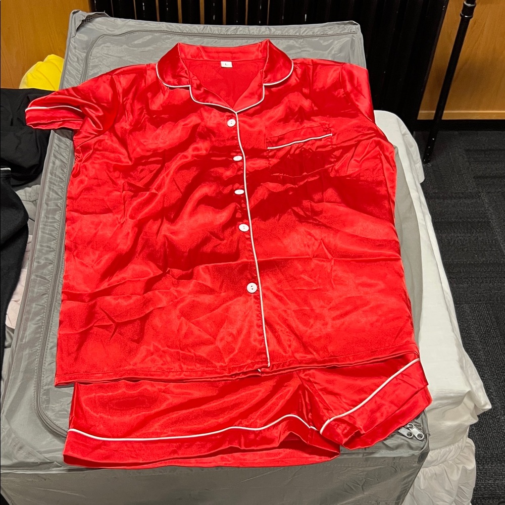 Red Satin Women's Pajama Set